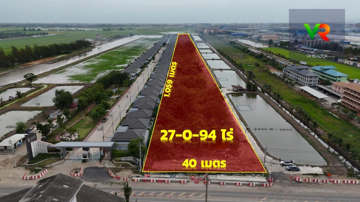 ขายที่ดิน 27 ไร่ ถนนพิมพาวาส ใกล้นิคมเวลโกรว์ ฉะเชิงเทรา เหมาะพัฒนาโครงการจัดสรร