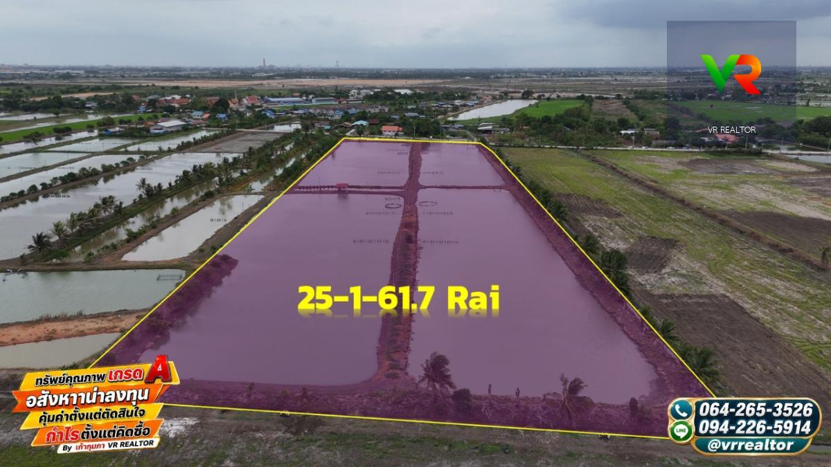 ขายที่ดินผังสีม่วง 25-1-61.7 ไร่ ใกล้นิคมเวลโกรว์ คลองนิยมยาตรา ทำเลอุตสาหกรรม ศักยภาพสูง
