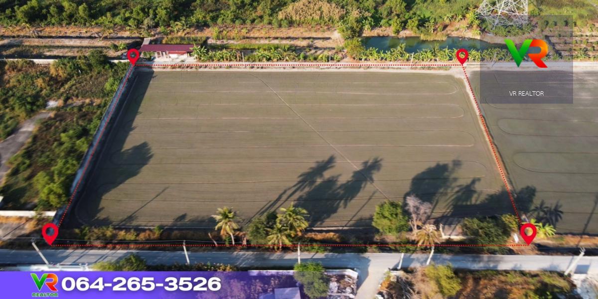 ที่ดินผังสีม่วง ไทรน้อย 6 ไร่ ถนนลาดยาง ไฟฟ้า-ประปาครบถึงหน้าแปลง เหมาะทำโรงงาน